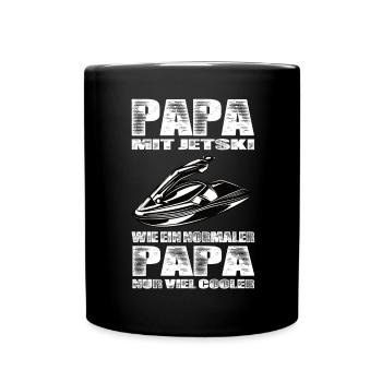 Papa Mit Jetski Wie Ein Normaler Papa Nur Cooler - Tasse einfarbig - Schwarz - Vorne