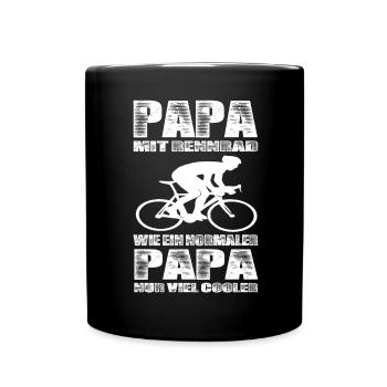 Papa Mit Rennrad Wie Ein Normaler Papa nur Cooler - Tasse einfarbig - Schwarz - Vorne