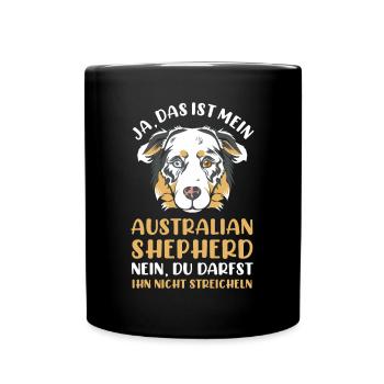 Hund Australian Shepherd - Tasse einfarbig - Schwarz - Vorne