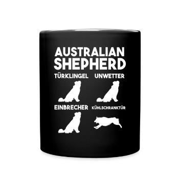 Hund Australian Shepherd - Tasse einfarbig - Schwarz - Vorne