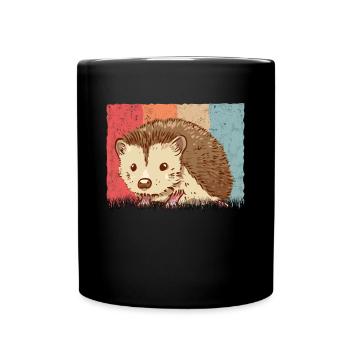 Igel Retro Stacheligel Vintage - Tasse einfarbig - Schwarz - Vorne