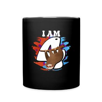 I am 4 sloth - Full Colour Mug - black - Front