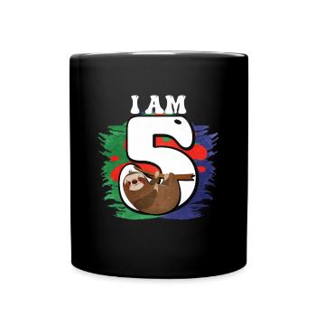 I am 5 sloth - Full Colour Mug - black - Front