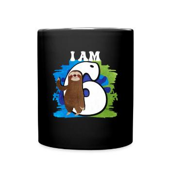 I am 6 sloth - Full Colour Mug - black - Front