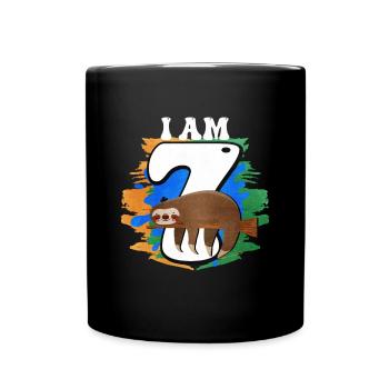 I am 7 sloth - Full Colour Mug - black - Front