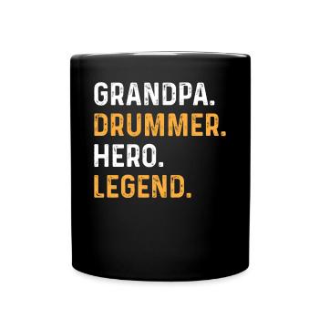 Joueur de tambour Grandpa Drummer - Grand-père Drummer Hero - Mug uni - noir - Devant
