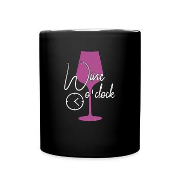 Wein Uhrzeit lustiger Spruch - Tasse einfarbig - Schwarz - Vorne