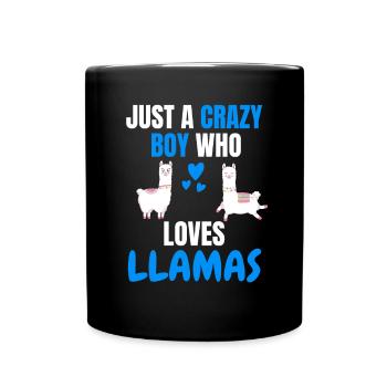 Crazy Boy Alpaga Cadeau Drôle Lama - Mug uni - noir - Devant
