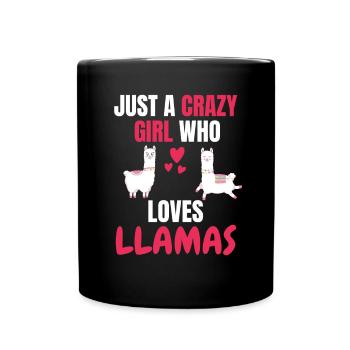 Crazy Girl Animal Funny Gift Llama - Mug uni - noir - Devant