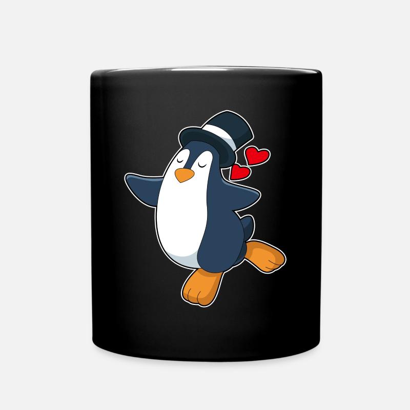 Pinguin Bräutigam Zylinder Hochzeit - Tasse einfarbig - Schwarz