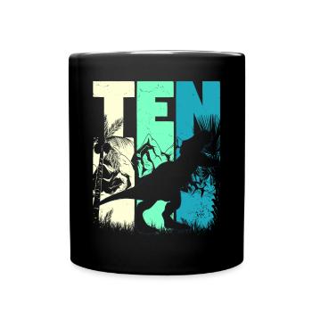 Tyrannosaurus Rex 10 Years Old Boy 10 Birthday - Full Colour Mug - black - Front