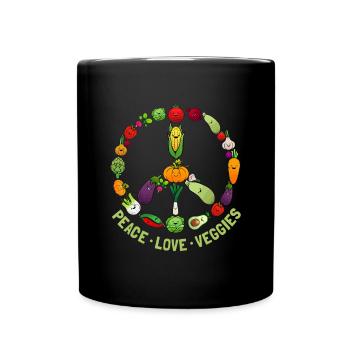 Funny Vegetarian Gift Men Women Cool Vegan Veggiep - Full Colour Mug - black - Front