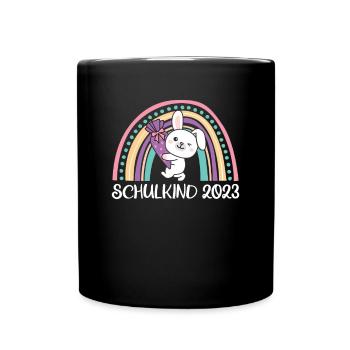 Schulkind 2023 Einschulung Hase Schule - Tasse einfarbig - Schwarz - Vorne