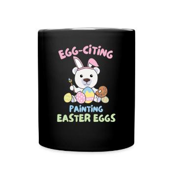 cute polar bears at Easter with Easter eggs polar bear - Full Colour Mug - black - Front
