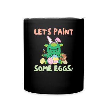 dragons mignons à Pâques avec des œufs de Pâques dragon - Mug uni - noir - Devant