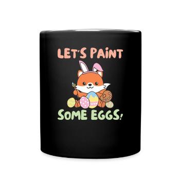 renards doux à Pâques avec œufs de Pâques renard - Mug uni - noir - Devant