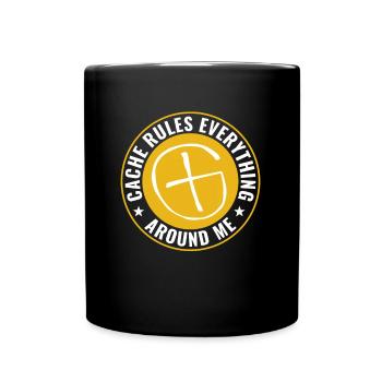Geocaching Cache Regeln Alles Um Mich Herum - Tasse einfarbig - Schwarz - Vorne