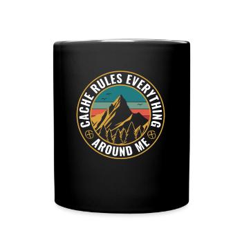 Geocaching Cache Regeln Alles Um Mich Herum - Tasse einfarbig - Schwarz - Vorne