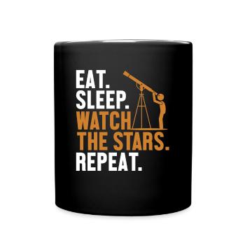 Eat Sleep Watch The Stars Repeat Cosmologist - Full Colour Mug - black - Front