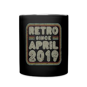 Birthday April 2019 Retro Gift - Full Colour Mug - black - Front