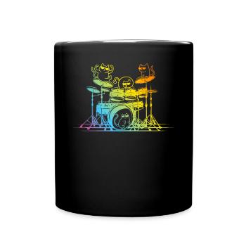 Drum Set Player Cats - Drôle de batteur Cats - Mug uni - noir - Devant