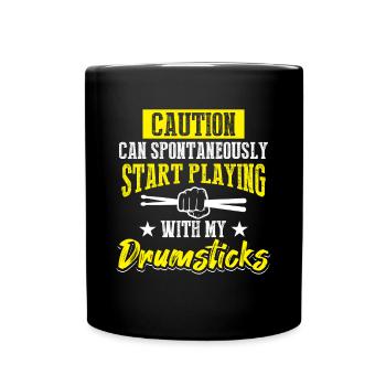 Caution Can Spontaneously Start Playing With My Dr - Tasse einfarbig - Schwarz - Vorne