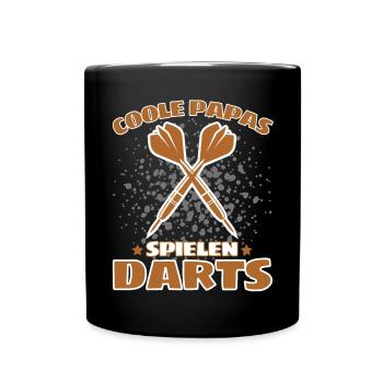 COOLE PAPAS SPIELEN DARTS! Dart Dartspieler Papa - Tasse einfarbig - Schwarz - Vorne