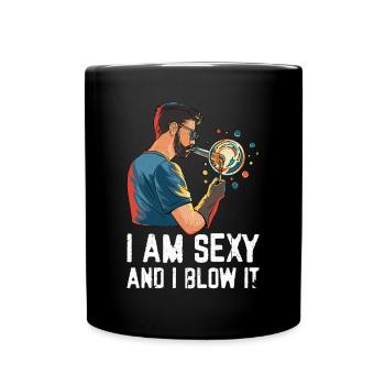 Conception en verre soufflé à la main pour un souffleur de verre - Mug uni - noir - Devant