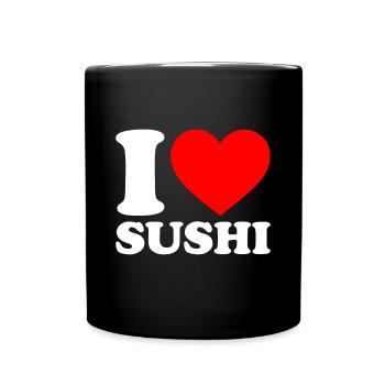 Ich liebe Sushi - Tasse einfarbig - Schwarz - Vorne