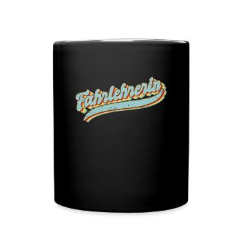 Fahrschule Vintage Fahrlehrerin - Tasse einfarbig - Schwarz - Vorne