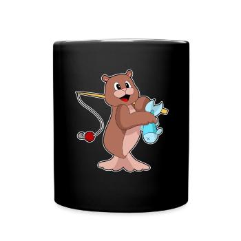 Seal Angler Fish Fishing - Full Colour Mug - black - Front