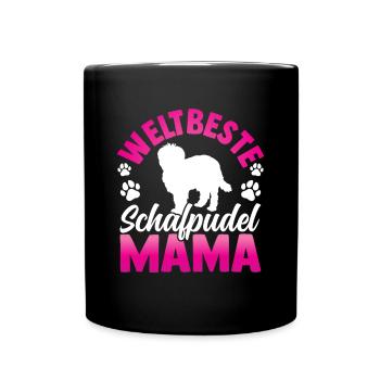 Weltbeste Schafpudel Mama Hütepudel - Tasse einfarbig - Schwarz - Vorne