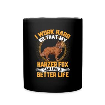 Harzer Fuchs arbeite hart altdeutscher Hütefuchs - Tasse einfarbig - Schwarz - Vorne