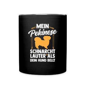 Pekinese schnarcht lauter Peking-Palasthund - Tasse einfarbig - Schwarz - Vorne