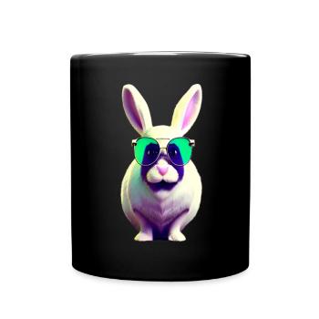 Lapin cool avec des lunettes de soleil - Mug uni - noir - Devant