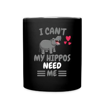 Ich kann nicht Hippo Afrika Tier Geschenk Nilpferd - Tasse einfarbig - Schwarz - Vorne