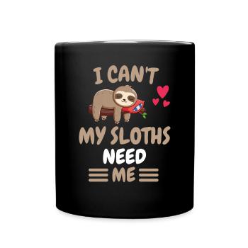 I Can't Animal Funny Gift Sloth - Full Colour Mug - black - Front