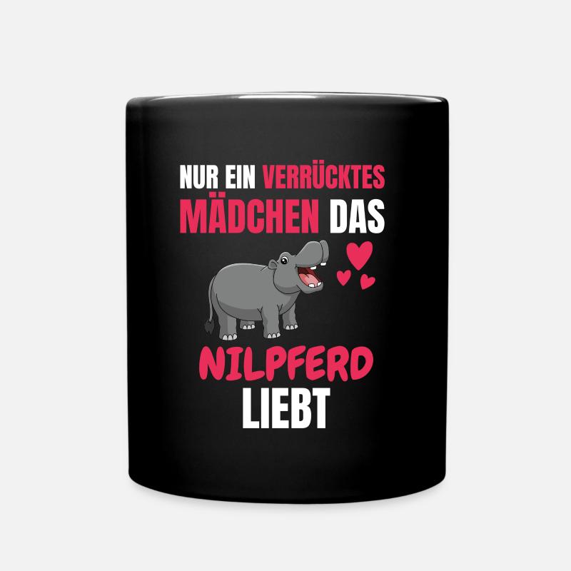 Zoo Tier Hippo Mädchen Lustiges Geschenk Nilpferd - Tasse einfarbig - Schwarz