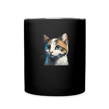 Cat cute cat drawing - Full Colour Mug - black - Front