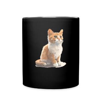 Cat cute cat drawing - Full Colour Mug - black - Front
