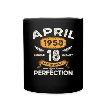 65. Geburtstag Mann April Jahrgang 1958 Legendär - Tasse einfarbig - Schwarz - Vorne