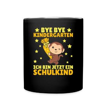 bye bye Kindergarten ich bin jetzt ein Schulkind - Tasse einfarbig - Schwarz - Vorne