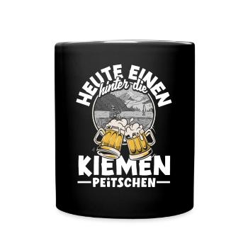 Heute einen hinter die Kiemen peitschen Bier - Tasse einfarbig - Schwarz - Vorne