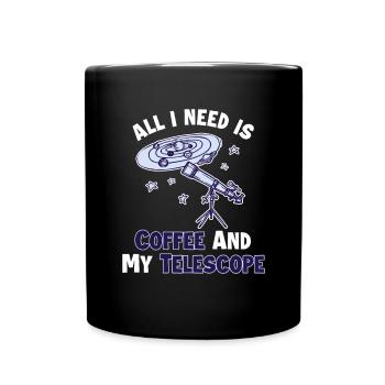 Coffee and my Telescope Cosmologist Starry Sky - Full Colour Mug - black - Front