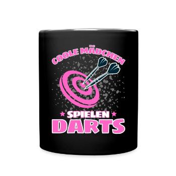 COOLE MÄDCHEN SPIELEN DARTS! Dart Dartspielerin - Tasse einfarbig - Schwarz - Vorne