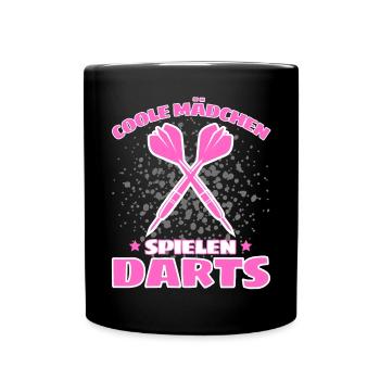 COOLE MÄDCHEN SPIELEN DARTS! Dart Dartspielerin - Tasse einfarbig - Schwarz - Vorne
