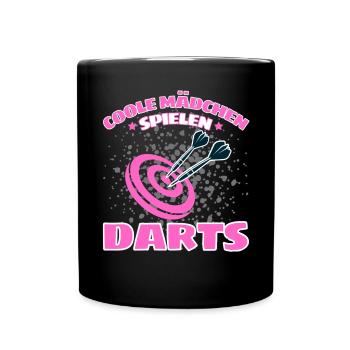 COOLE MÄDCHEN SPIELEN DARTS! Dart Dartspielerin - Tasse einfarbig - Schwarz - Vorne