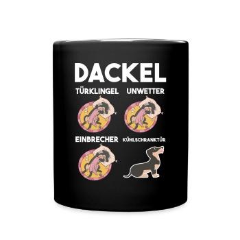 Hund Dackel - Tasse einfarbig - Schwarz - Vorne