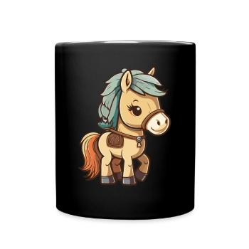 Cute horse for school beginners and kindergarten children - Full Colour Mug - black - Front