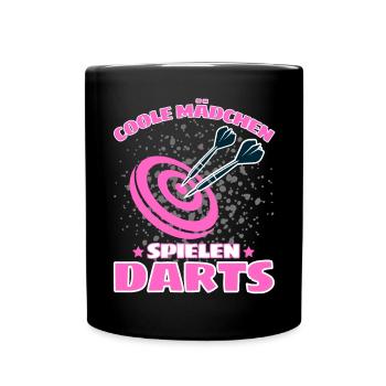 COOLE MÄDCHEN SPIELEN DARTS! Dart Dartspielerin - Tasse einfarbig - Schwarz - Vorne